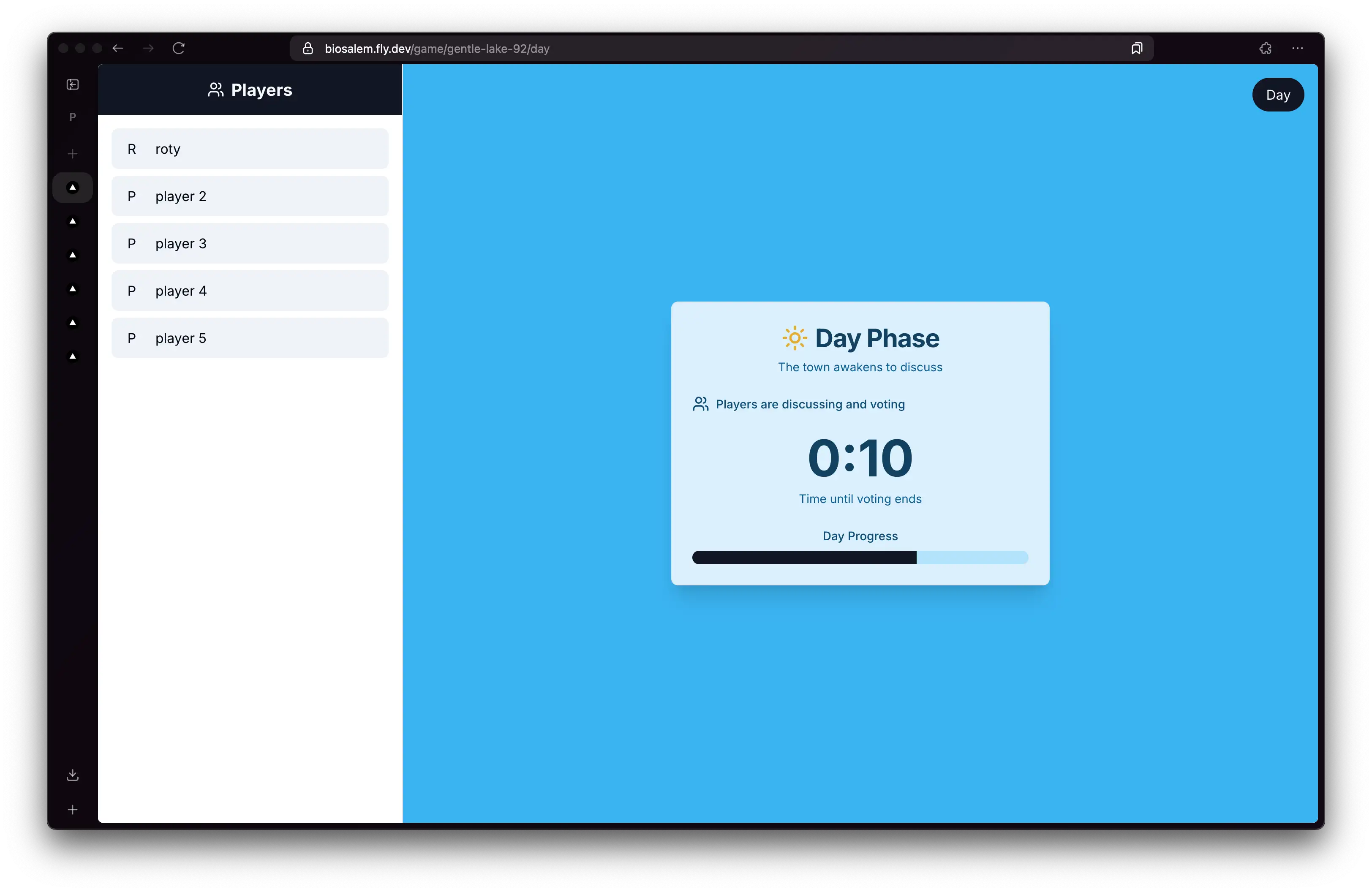 Visual representation for tip: Day phase with timer and progress bar